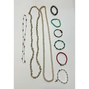 Lot of 3 Necklaces and 6 Bracelets Assorted Vintage heishi shell jewelry vintage